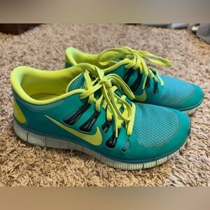 Nike Teal and Yellow Athletic Shoes